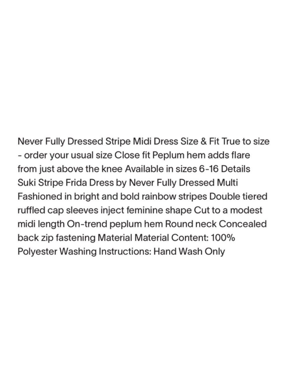 NWT Never Fully Dressed Suki Stripe Frida Dress  Size 6 - Picture 15 of 15